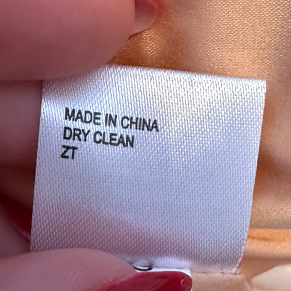 Gianni Bini Quinn ruffle draped V-neck sleeveless satin dress soft peach color - Picture 12 of 12